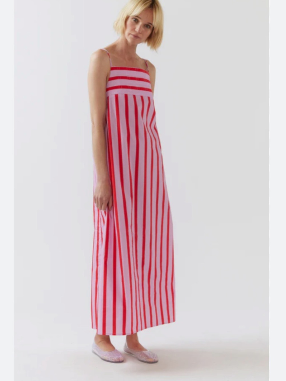 Perfect Summer Dress - Women's Pink and Red Striped Maxi